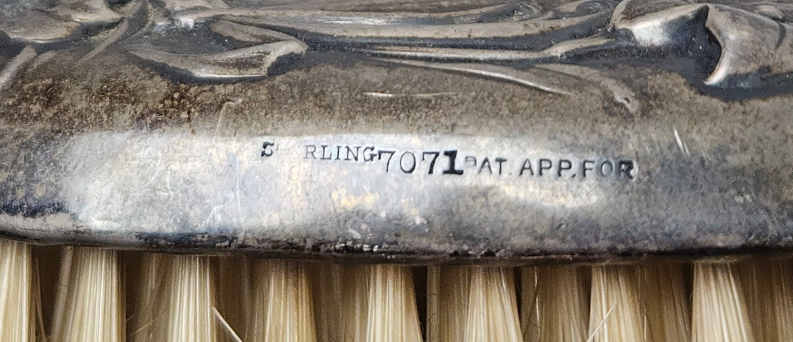 (4) Piece Repousse Sterling Silver Brushes - 9