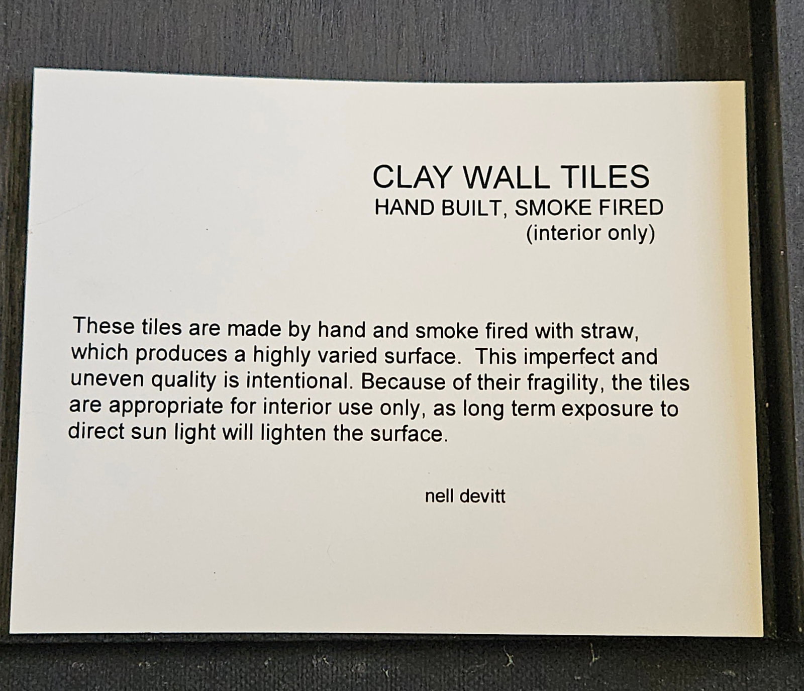 (2) Nell Devitt (b. 1950 American) Abstract Clay Wall Tiles - 3