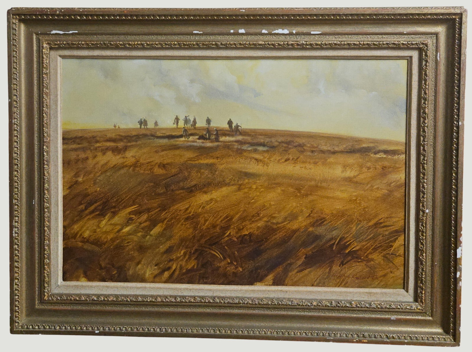 Henry Koehler (American, 1927-2018) Oil on Canvas 'The Day's Last Drive': KEnry Koehler, titled 'The Day's Last Drive'. Oil on canvas, signed lower right, titled on verso. Gallery label affixed. Framed measures 30.25 x 22.25 inches. Canvas measures 16 x 24 inches. Overall