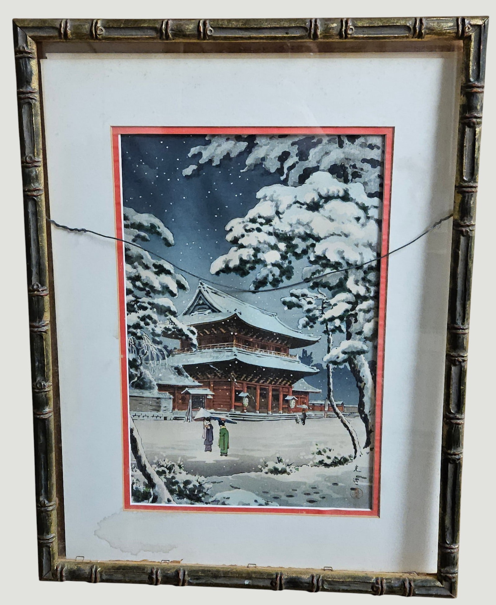 Koitsu Tsuchiya (Japanese, 1870-1949) Zojoji Temple in Snow: Koitsu Tsuchiya (Japanese, 1870-1949) Zojoji Temple in Snow, 1933 (dated in the publishing seal, lower left). Signed and sealed, lower right; titled and dated January 1933, right margin. Published by
