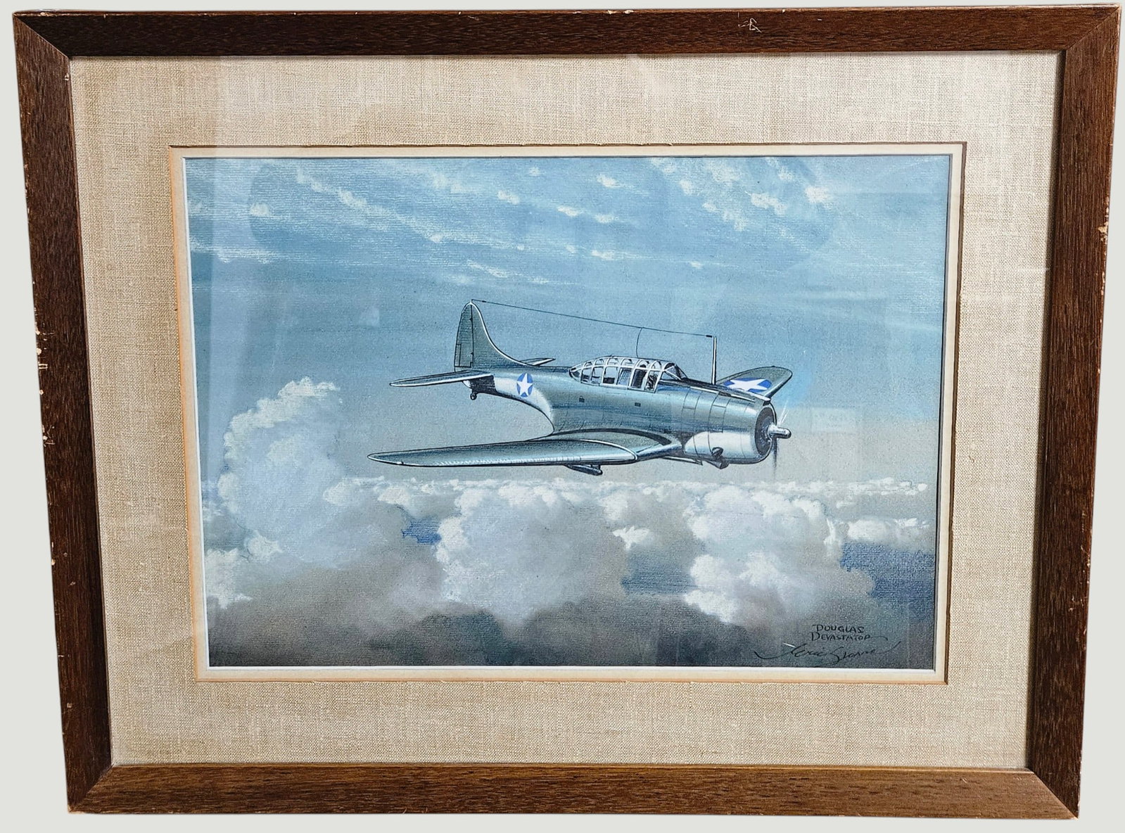 Eric Sloane (American, 1905-1985) MIxed Media American War Plane 'Douglas Devastator' (1 of 2)