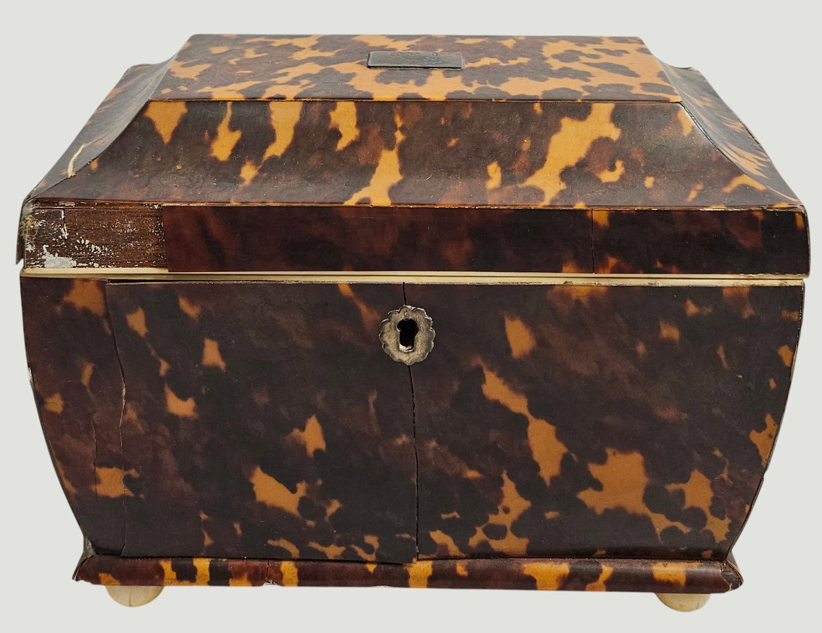 19th Century George III Faux Tortoise Shell Tea Caddy (1 of 13)