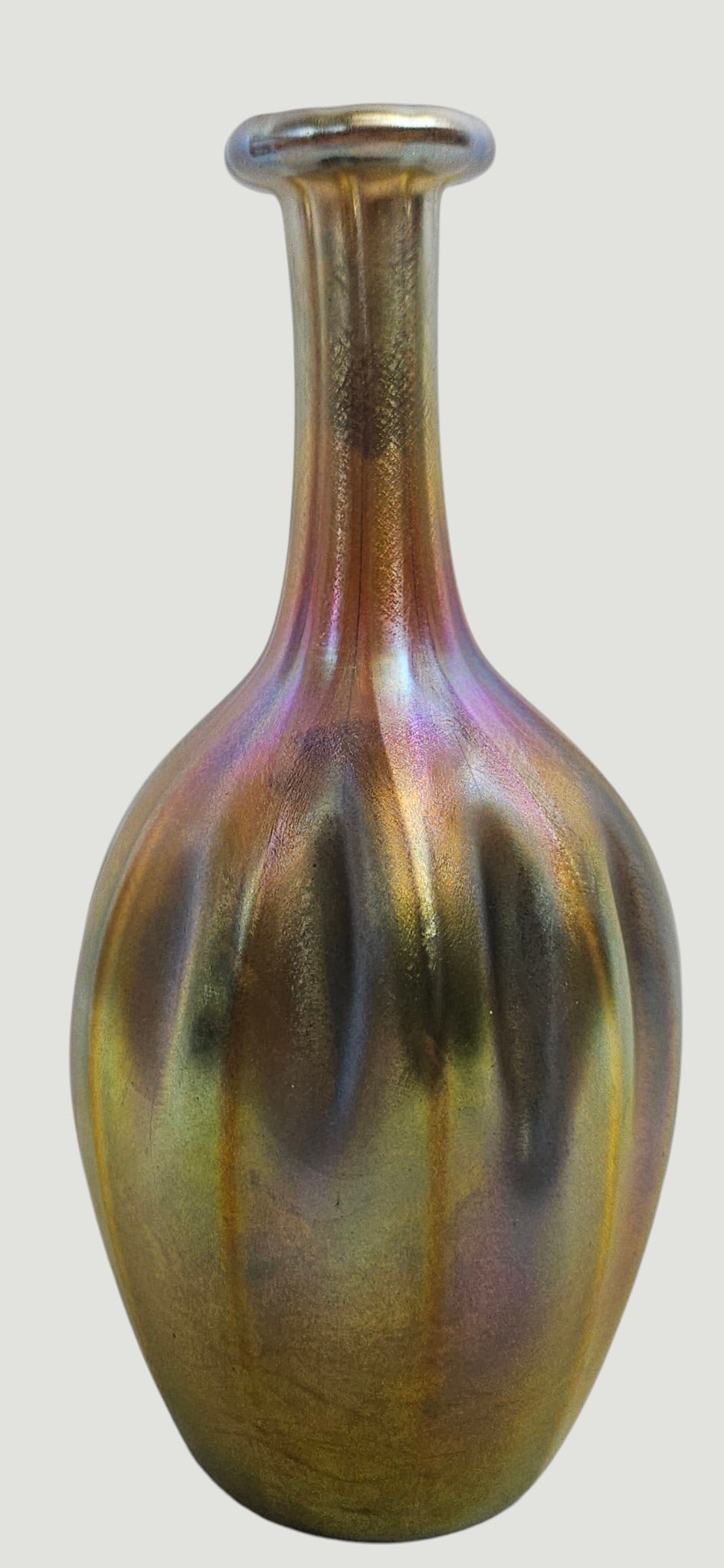 Tiffany Studios Gold Favrile Iridescent Art Glass Vase w/ Paper Label (1 of 7)