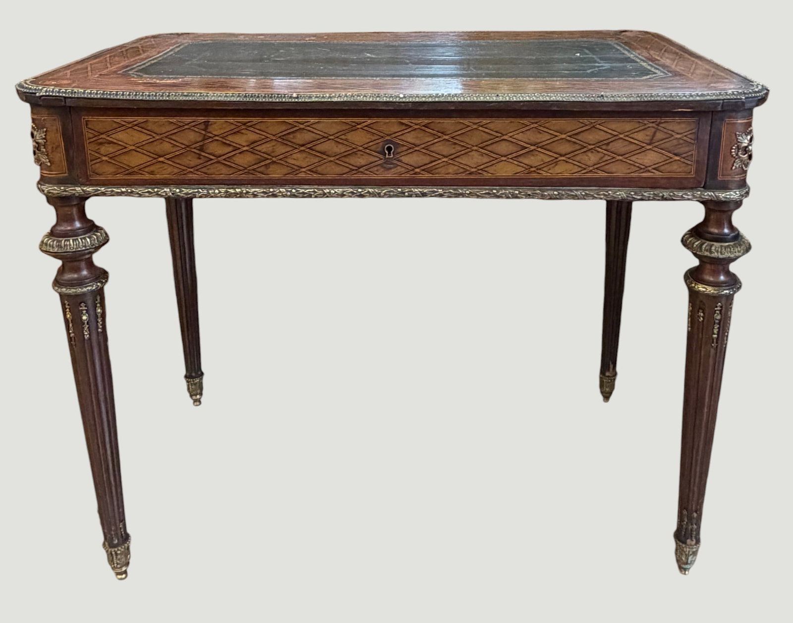 19th Century Louis XVI Style French Bronze Mounted Writing Desk (1 of 10)