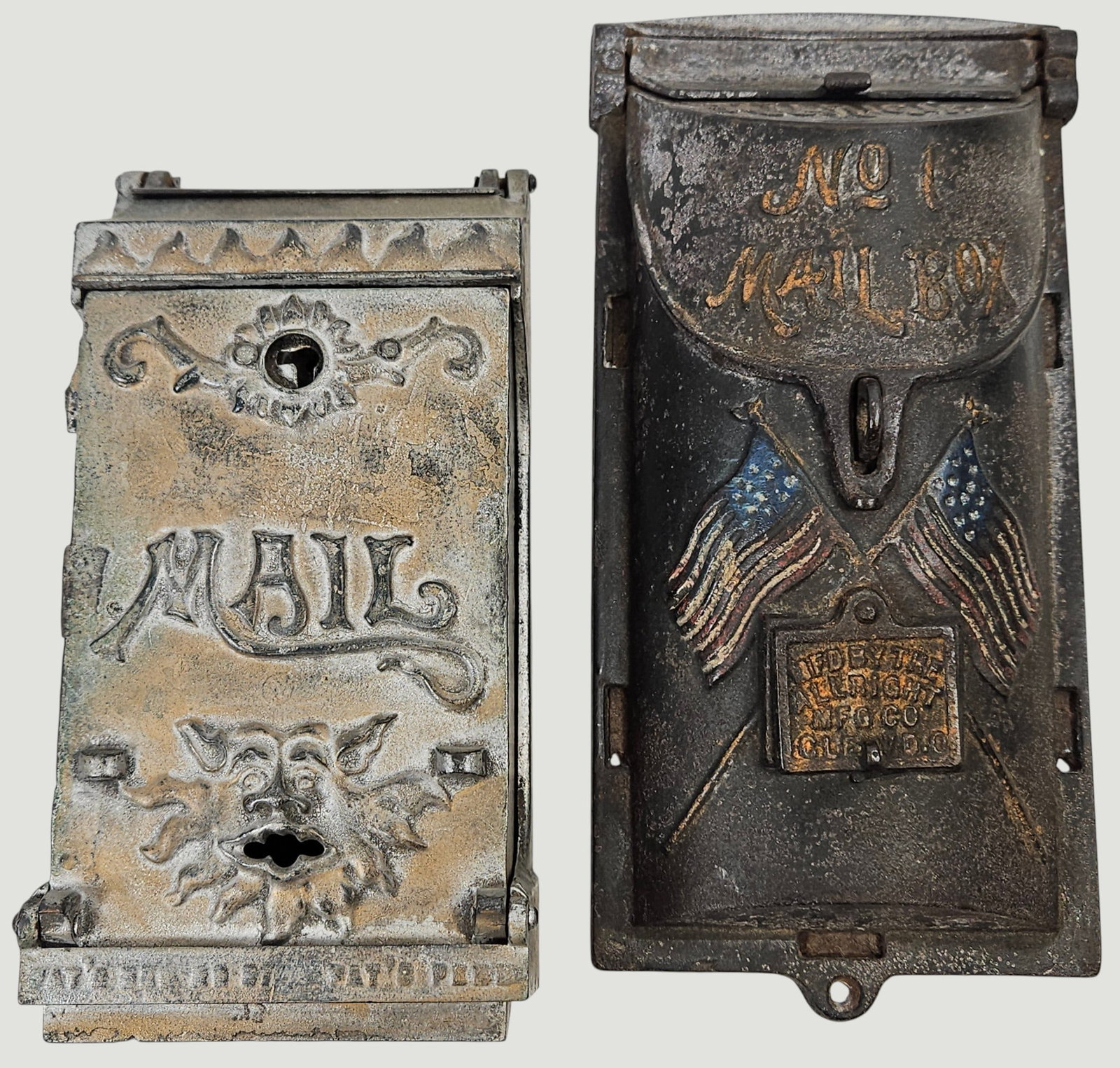 (2) 19th Century Cast Iron Mail Boxes (1 of 15)