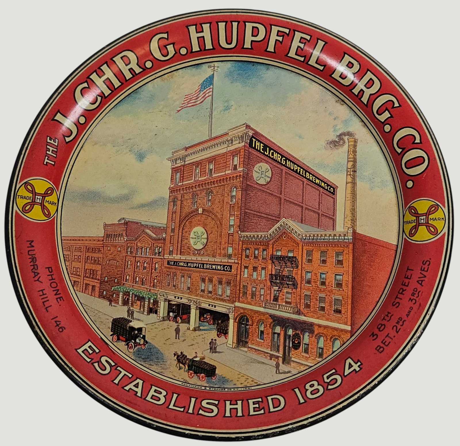 J. Chr. G. Hupfel Brewing Brewery Co Advertising Beer Tip Tray New York (1 of 4)