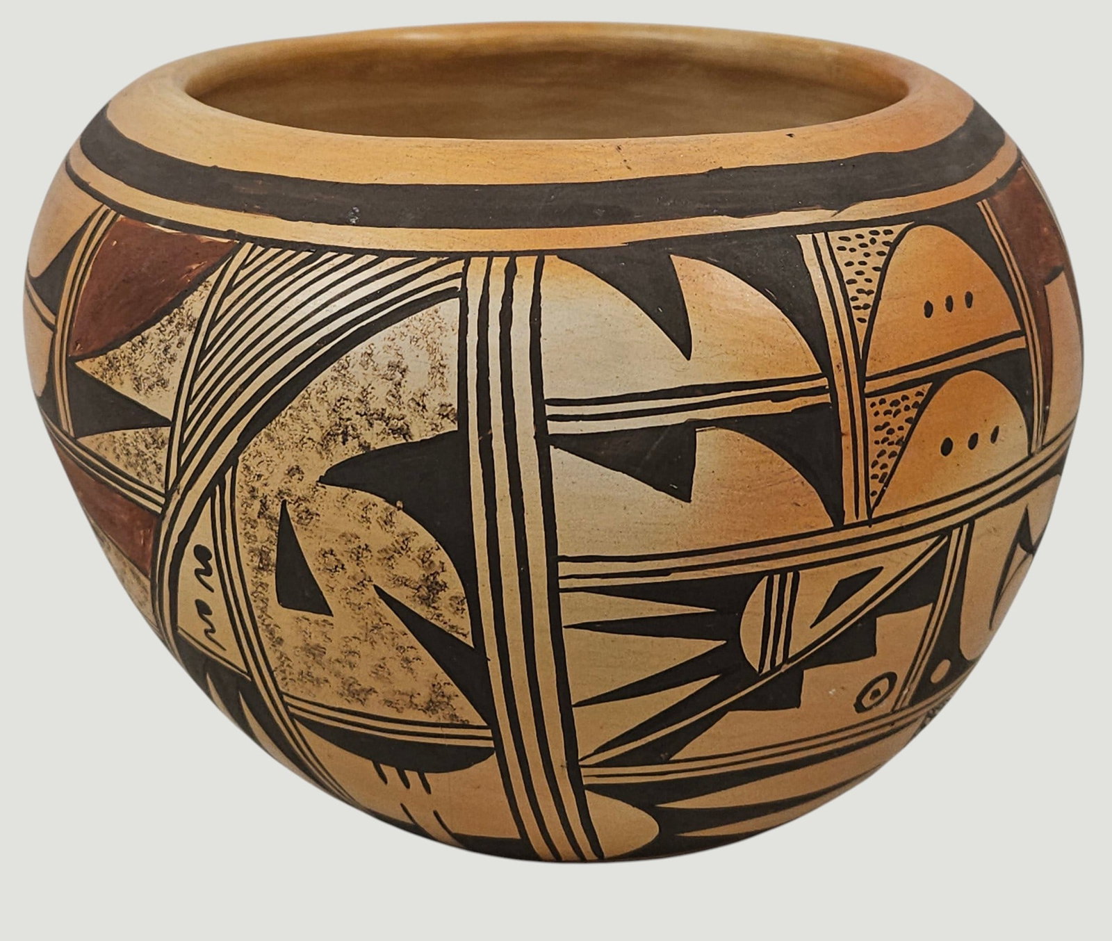 Native American Hopi Polychrome Pottery Bowl Walpi Village Signed L Shula (1 of 7)