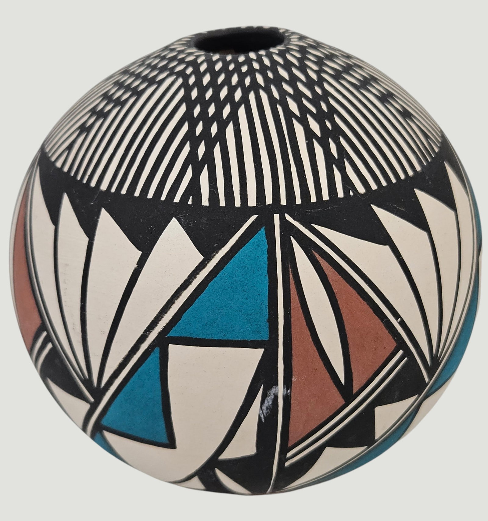c1960 Acoma New Mexico Geometric Pottery Seed Pot (1 of 6)