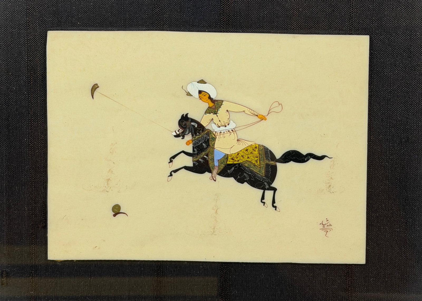 (5) Perisan Miniature Paintings on Bone Equestrian Theme - 5