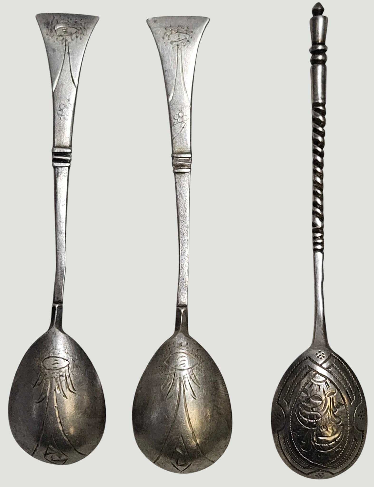 (3) Russian Imperial 84 Silver Demitesse Spoons - 2