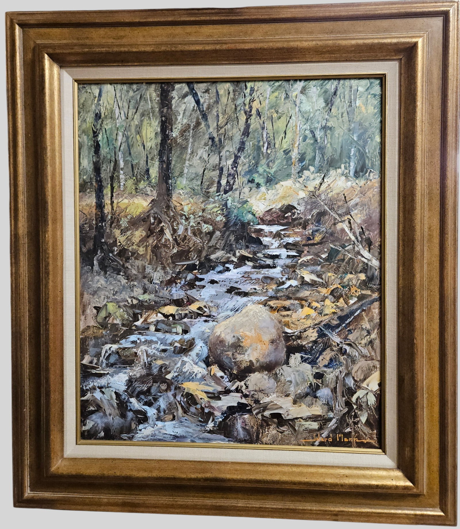 Ward Palmer Mann (New York/Massachusetts 1921-2005) Impressionist Oil on Board Forest (1 of 3)