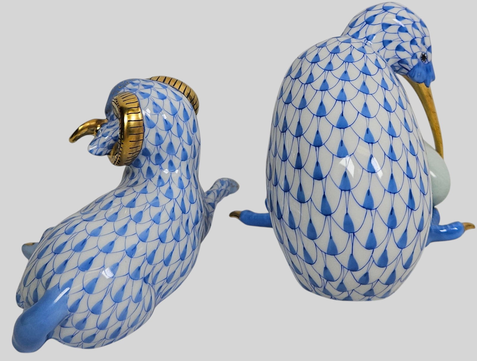 (2) Herend Porcelain Blue Fishnet Grouping - 2
