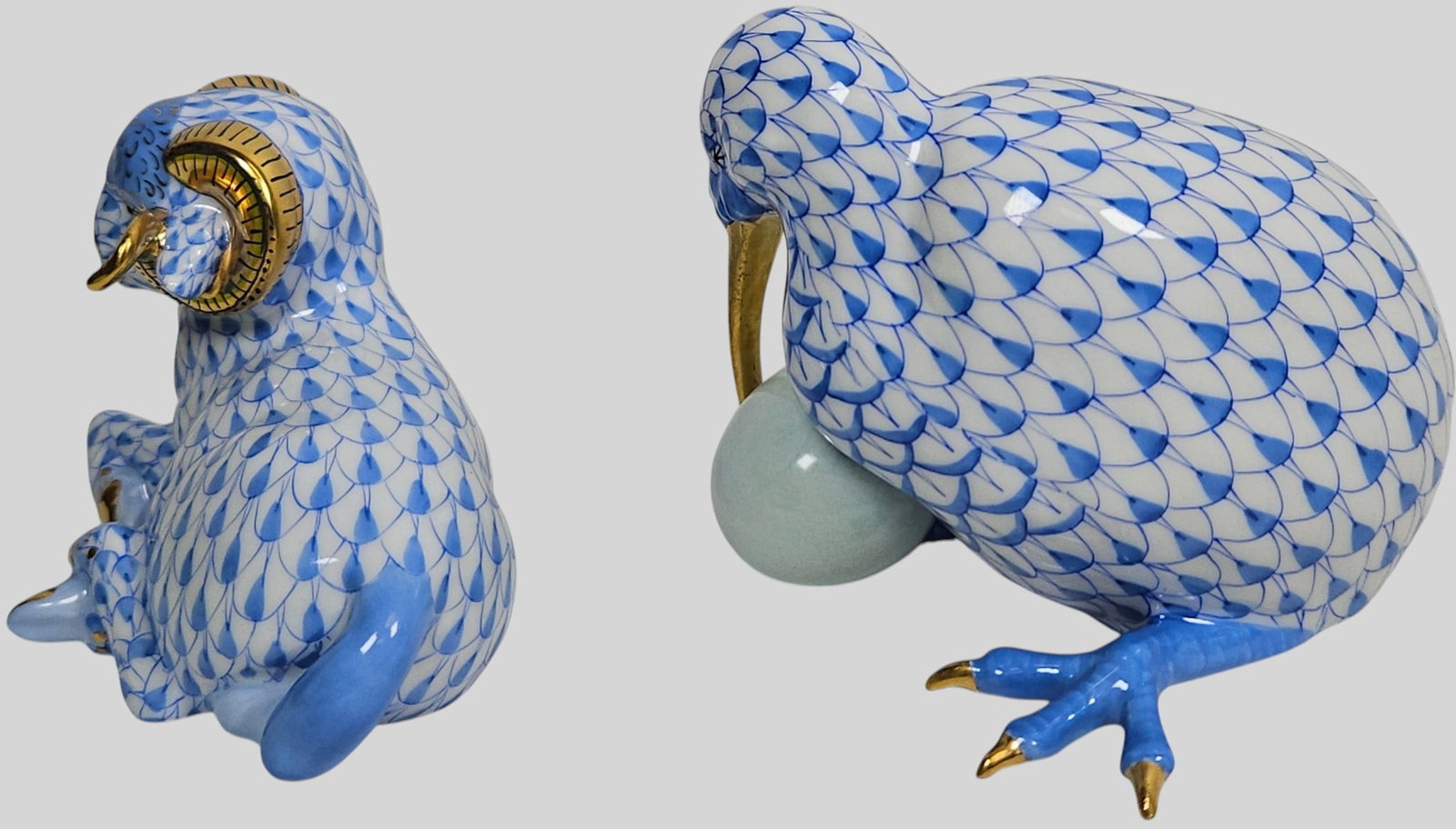 (2) Herend Porcelain Blue Fishnet Grouping - 3