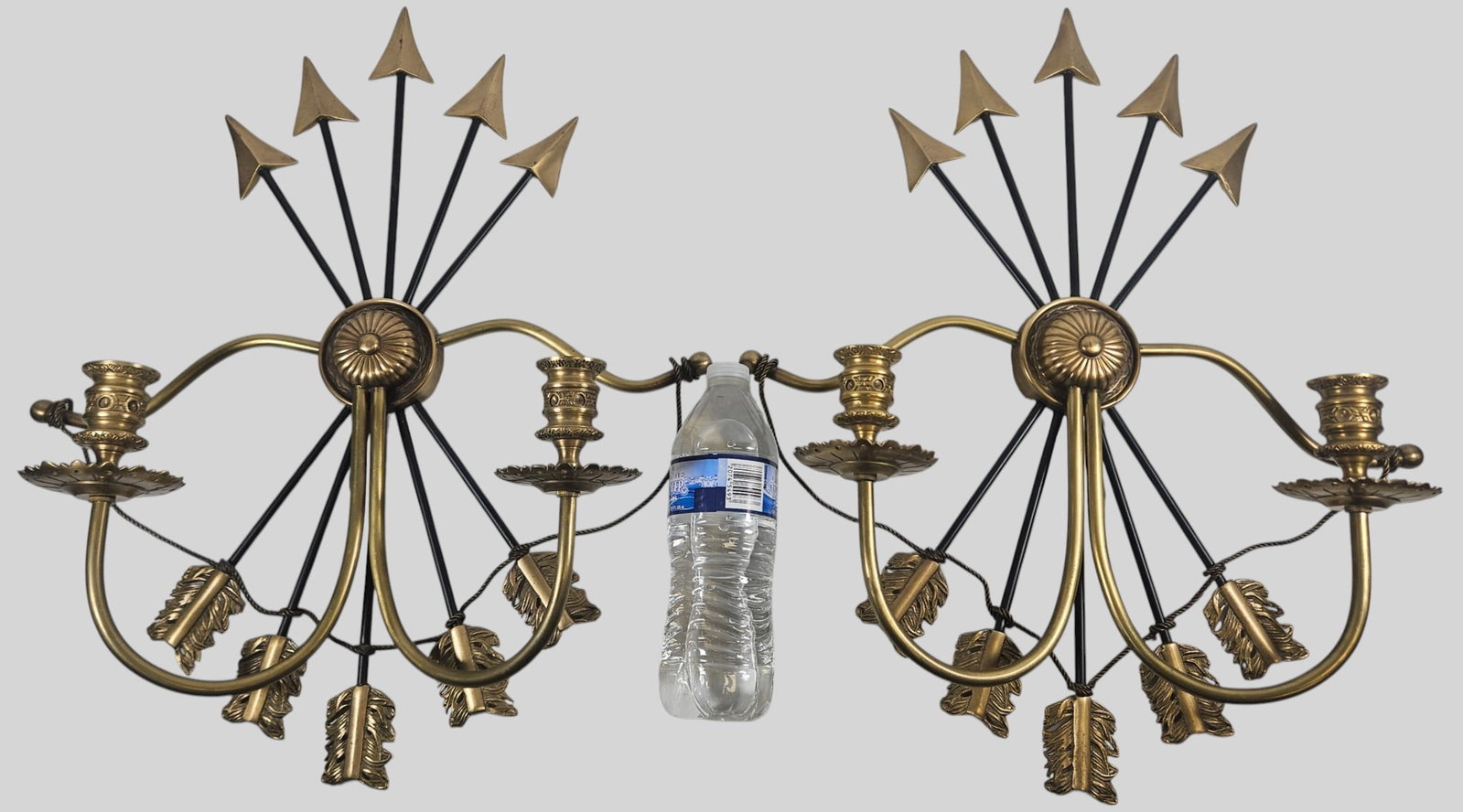 Pair Directoire Style Brass Arrow Sconces - 5