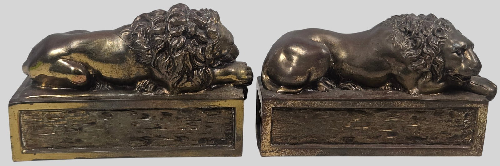 Pair Bronze Clad Lion Form Bookends - 2