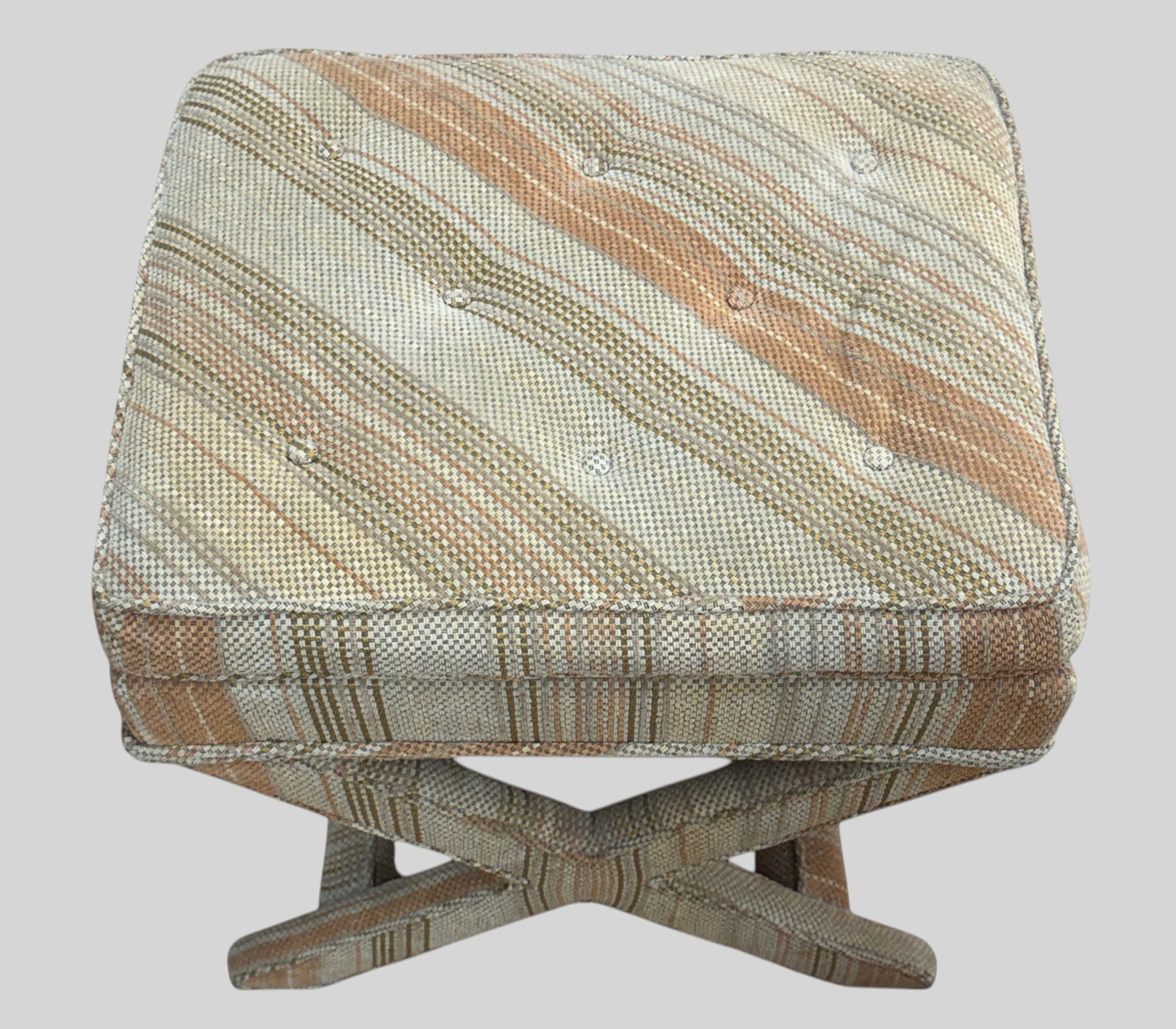 Pair Hollywood Regency Billy Baldwin Style Upholstered Stools - 3