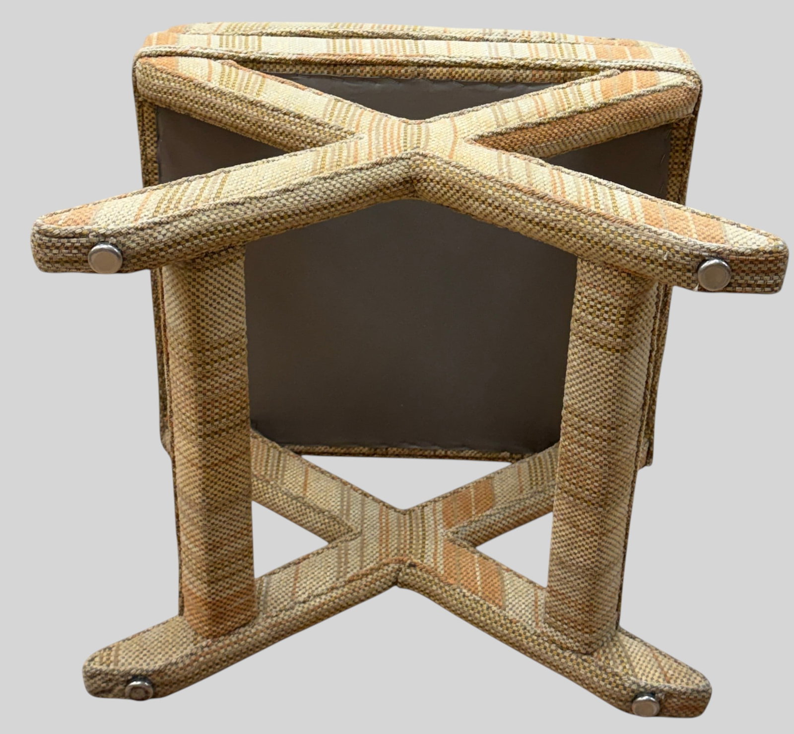 Pair Hollywood Regency Billy Baldwin Style Upholstered Stools - 5