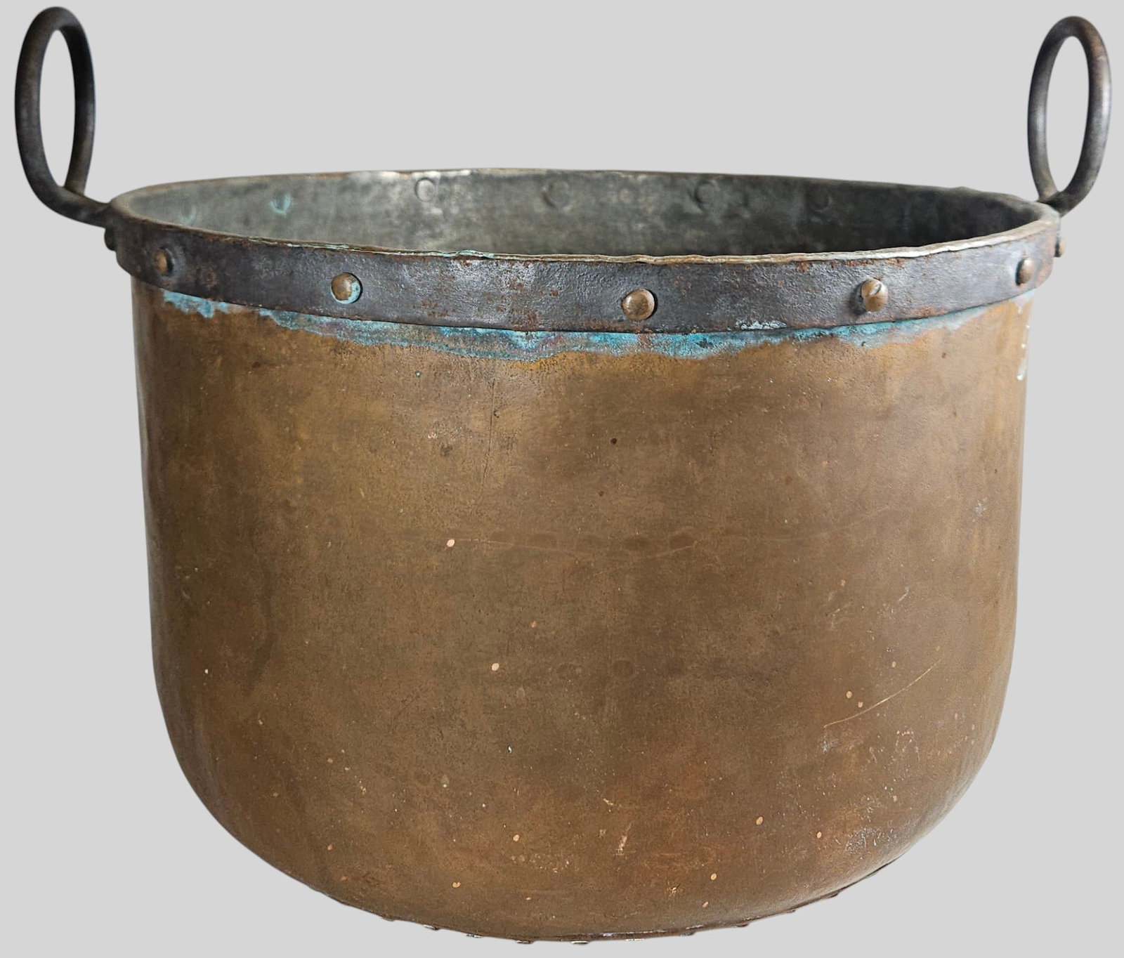 19th Century Hand Hammered Copper Cauldron with Forged Iron Hardware (1 of 8)