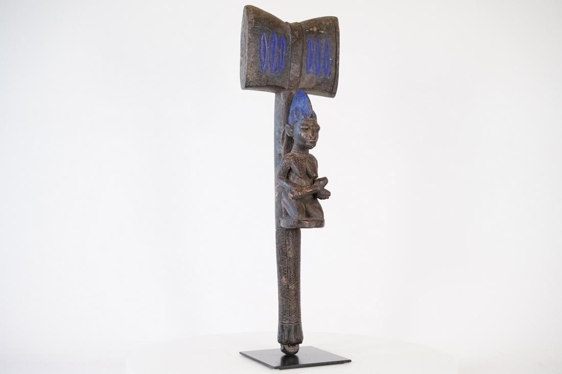 Yoruba Shango Staff on Base - Nigeria - African Tribal Art Sculpture (1 of 7)