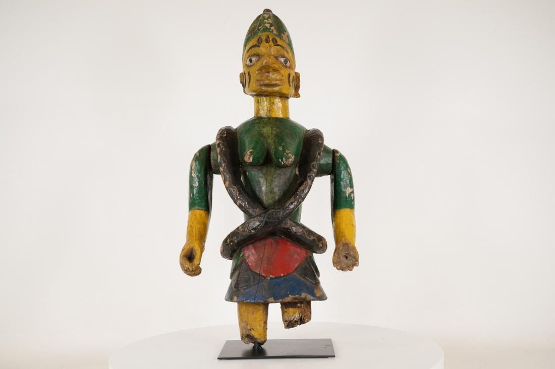 Yoruba Figure with Articulated Arms on Base - African Tribal Art Sculpture (1 of 7)