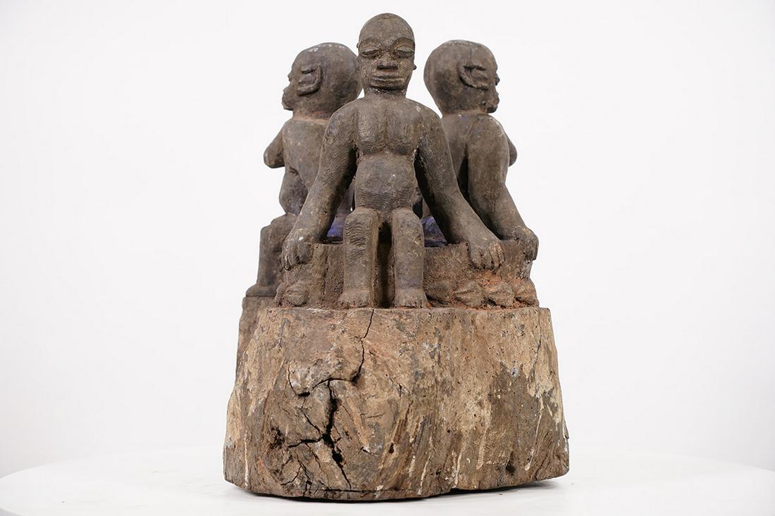 Yoruba Scenic Statue with Three Figures - Nigeria - African Tribal Art Sculpture (1 of 8)
