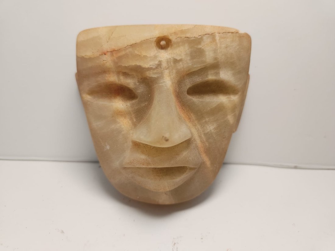 PRE-COLUMBIAN ALABASTER TEOTIHUACAN PENDANT MASK (1 of 7)