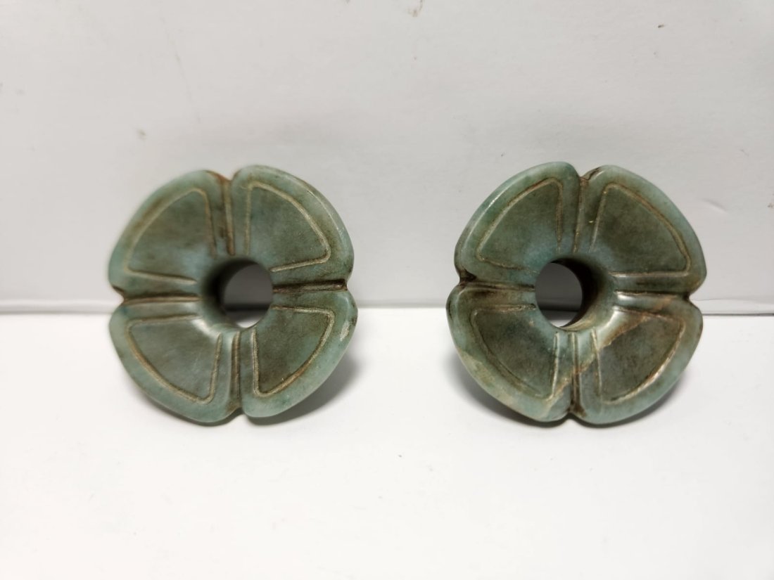 PRE-COLUMBIAN JADE TEOTIHUACAN EAR SPOOLS (1 of 6)