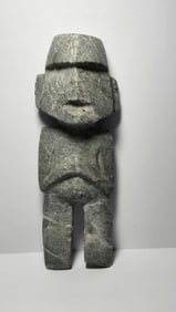 PRE COLUMBIAN SERPENTINE MEZCALA PREGNANT WOMAN FIGURE