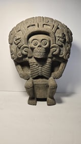 PRE COLUMBIAN HUGE MIXTEC BASALT STONE FIGURE OF MICTLANTECUHTLI ,GOD OF THE UNDERWORLD