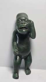 PRE COLUMBIAN OLMEC IMPERIAL JADE JAGUAR TRANSFORMATION FIGURE