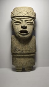 PRE COLUMBIAN TEOTIHUACAN SERPENTINE STANDING DIGNATARY FIGURE