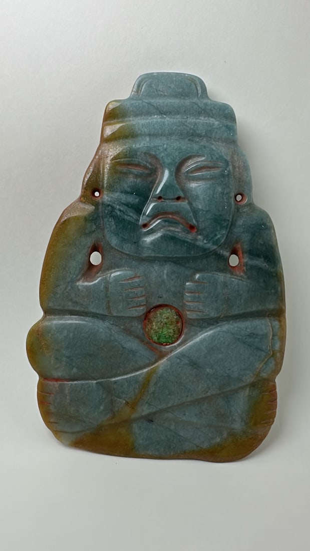 PRE COLUMBIAN OLMEC  JADE CEREMONIAL SPOON WITH JAGUAR (1 of 8)