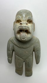 PRE COLUMBIAN OLMEC JADE JAGUAR TRANSFORMATION STANDING FIGURE