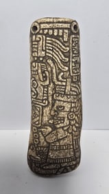 PRE-COLUMBIAN AZTEC BONE PENDANT “CODEX TYPE” WITH DIGNITARY IMAGE