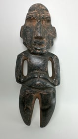 PRE-COLUMBIAN MEZCALA SERPENTINE PREGNANT STANDING WOMAN FIGURE
