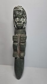 PRE-COLUMBIAN TOLTEC JADE FUNERARY ORNAMENT (DAGGER FORM)