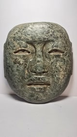 PRE-COLUMBIAN OLMECA SERPENTINE FLAT MASK