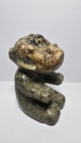 PRE-COLUMBIAN OLMECA SERPENTINE BABY JAGUAR TRANSFORMATION FIGURE