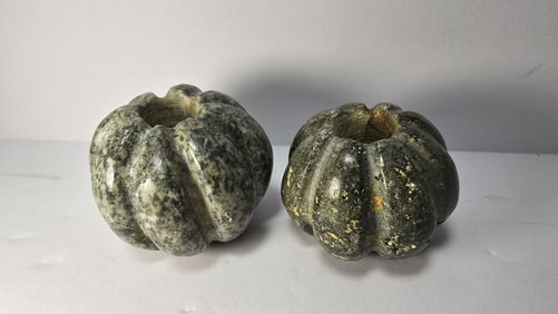 PRE-COLUMBIAN MAYAN JADE SQUASH PENDANT BEADS