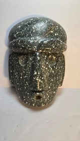 RARE PRE-COLUMBIAN MEZCALA GRANITE STONE MASK