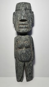 LARGE PRE-COLUMBIAN MEZCALA SERPENTINE PREGNANT STANDING FIGURE