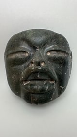 PRE-COLUMBIAN OLMECA SERPENTINE JAGUAR TRANSFORMATION PECTORAL MASK