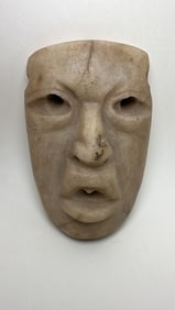 PRE-COLUMBIAN OLMECA ALABASTER PECTORAL MASK