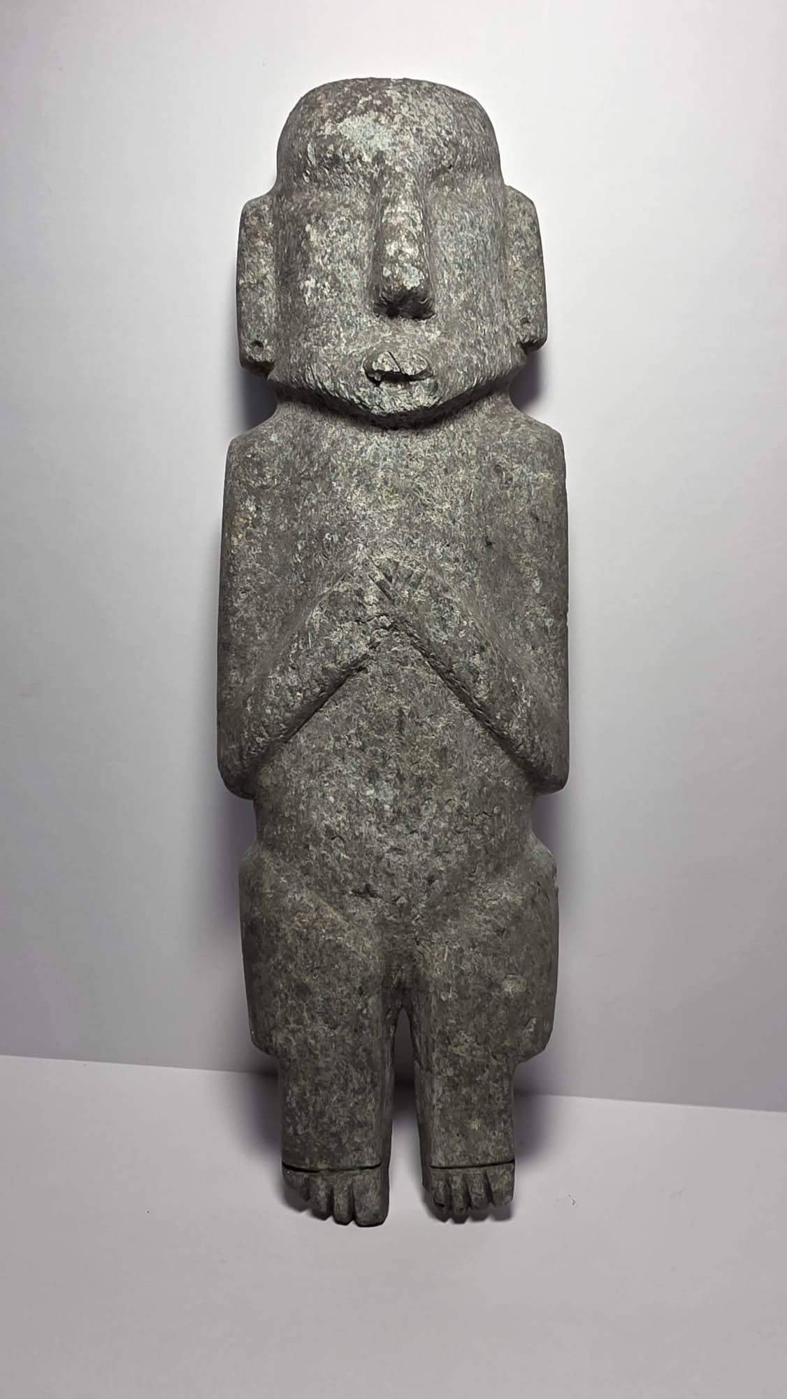 PRE-COLUMBIAN CHONTAL SERPENTINE STONE STANDING FIGURE (1 of 10)