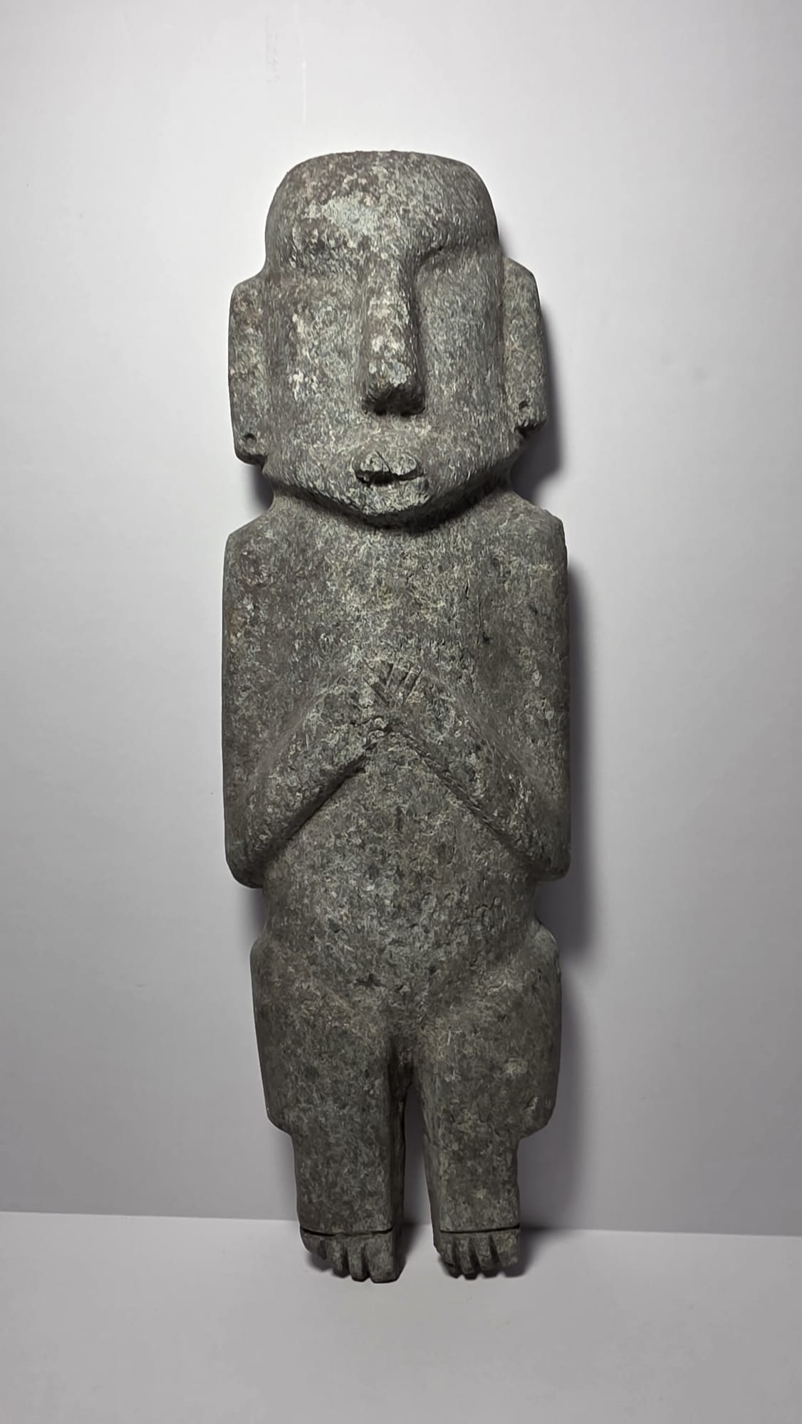 PRE-COLUMBIAN CHONTAL SERPENTINE STONE STANDING FIGURE (1 of 7)