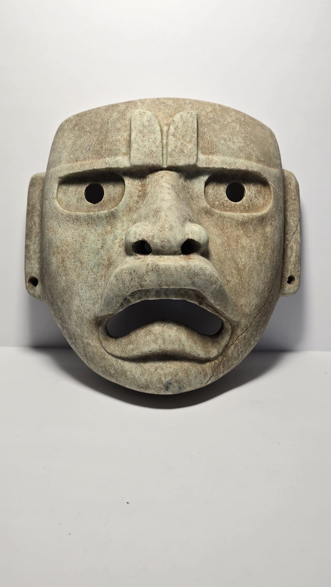 PRE-COLUMBIAN OLMEC JADE JAGUAR TRANSFORMATION FUNERARY MASK (1 of 10)