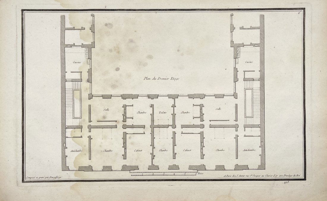 Antique Architectural Print - First Floor Plan VI - Neufforge - Paris, France 17 (1 of 2)