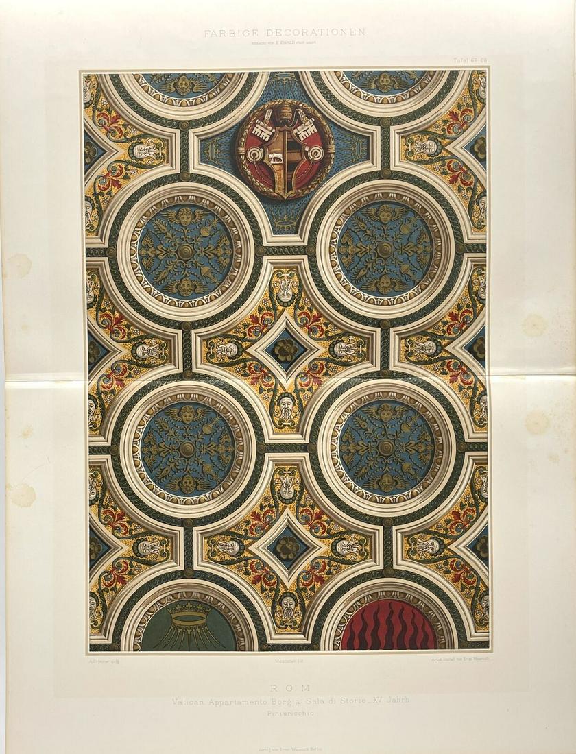 Antique Print - Architecture - Borgia Apartments - Apostolic Palace - Vatican (1 of 2)