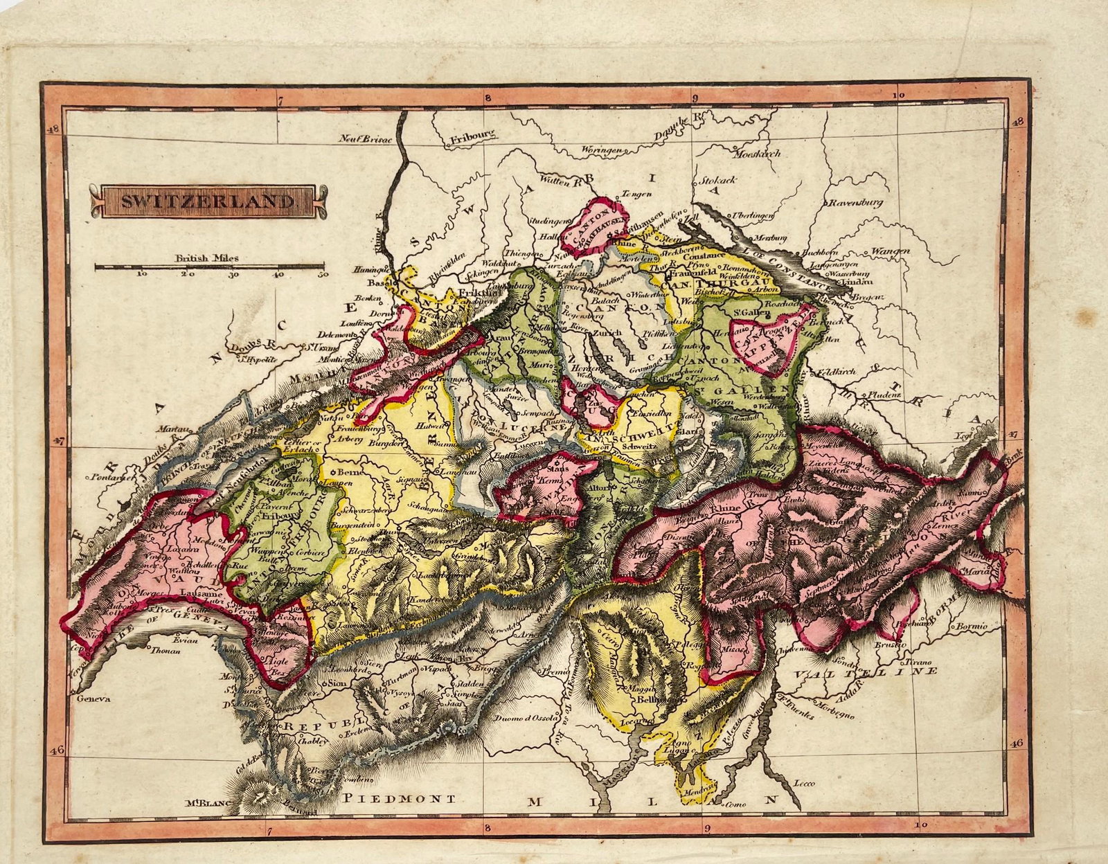 Antique Map of Europe - Switzerland - Zurich - Geneva - Luzern - James Barlow (1 of 2)