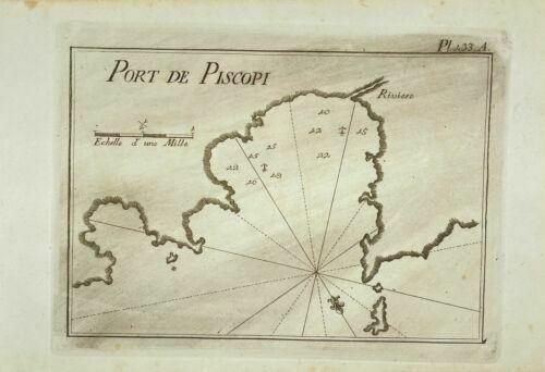Antique Print - Map of The Port of Tilos - Aegean Islands - Greece - Joseph Roux (1 of 2)